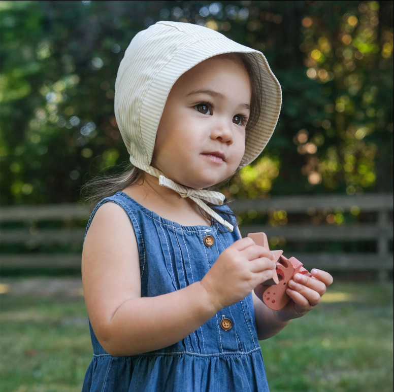 Beige Stripe Bonnet