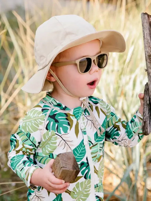 Jan + Jul Beige Stripe Cotton Floppy Hat