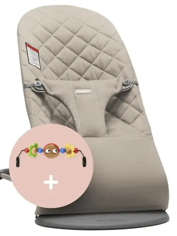 Baby Bjorn Bliss Bouncer -  Sand Classic Quilt/Googly Eyes Bundle