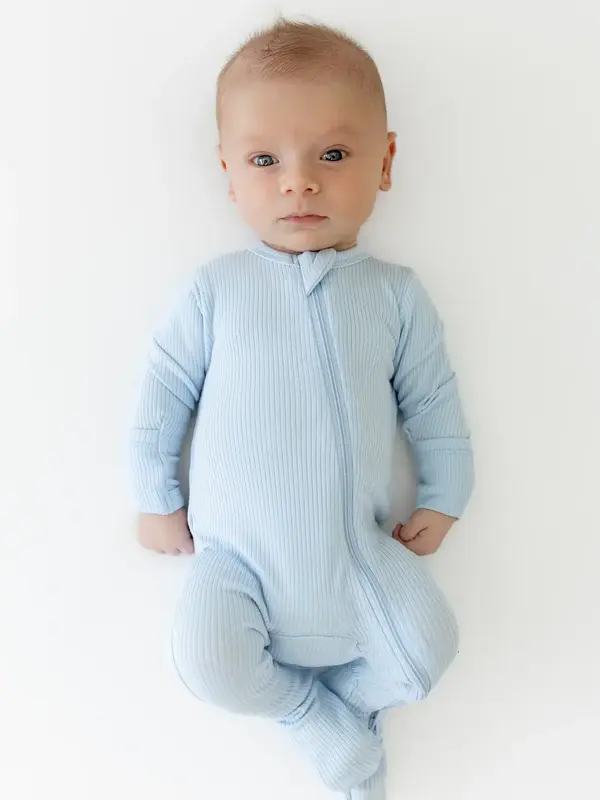 Kyte Rib Zipper Footie - Breeze