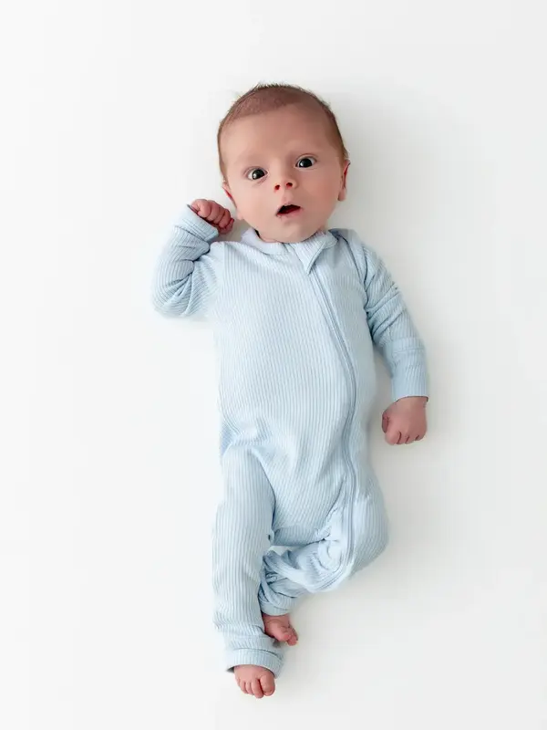 Kyte Rib Zipper Romper - Breeze