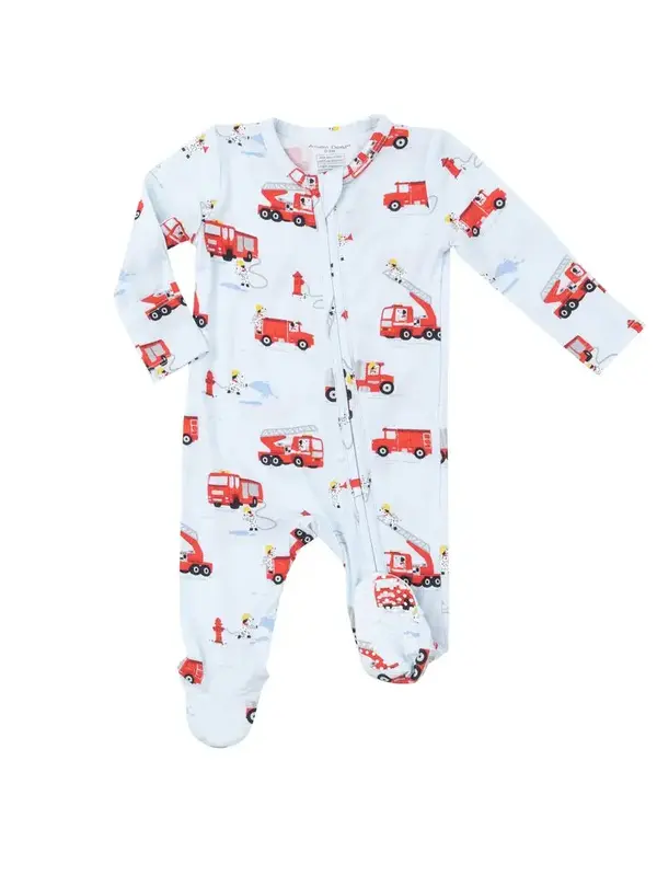 Angel Dear Firetruck Blue Zipper Footie
