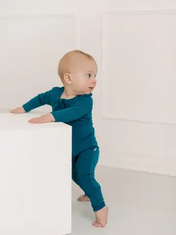 Bamboo Romper - Blue Coral