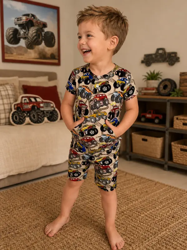 Canucki Kids Monster Trucks - Loungewear Shorts Sets