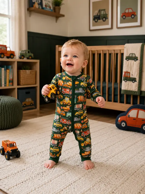 Canucki Kids Honk Beep Vroom! - Convertible Bamboo Romper