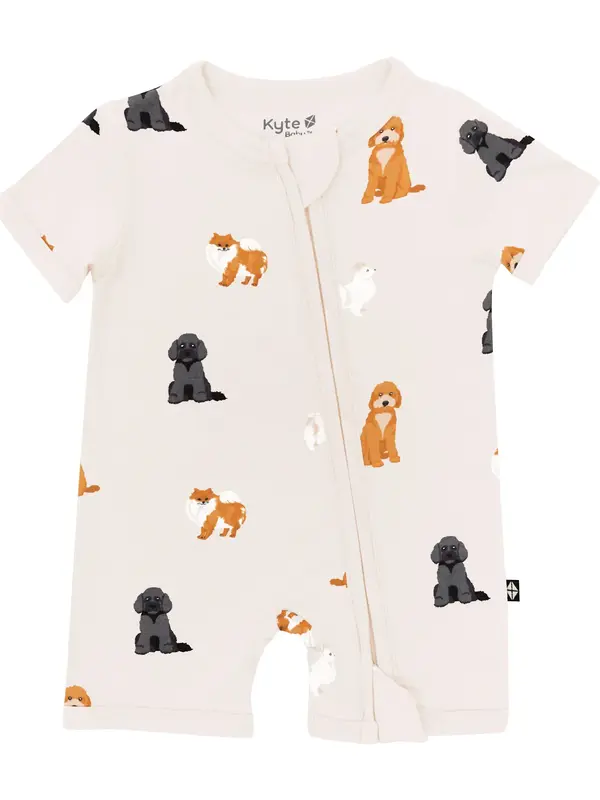 Kyte Zipper Shortall Romper - Fluffy Dog