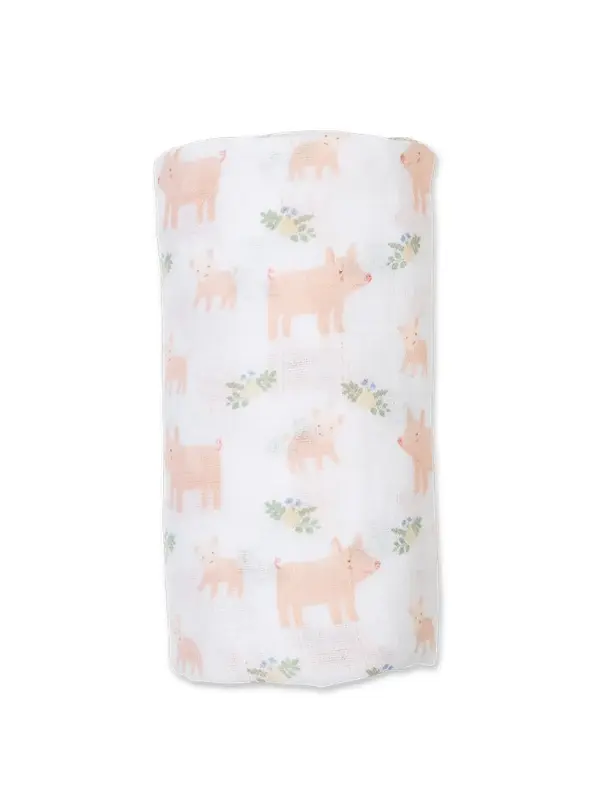 Lulujo Muslin Swaddle - Piggies