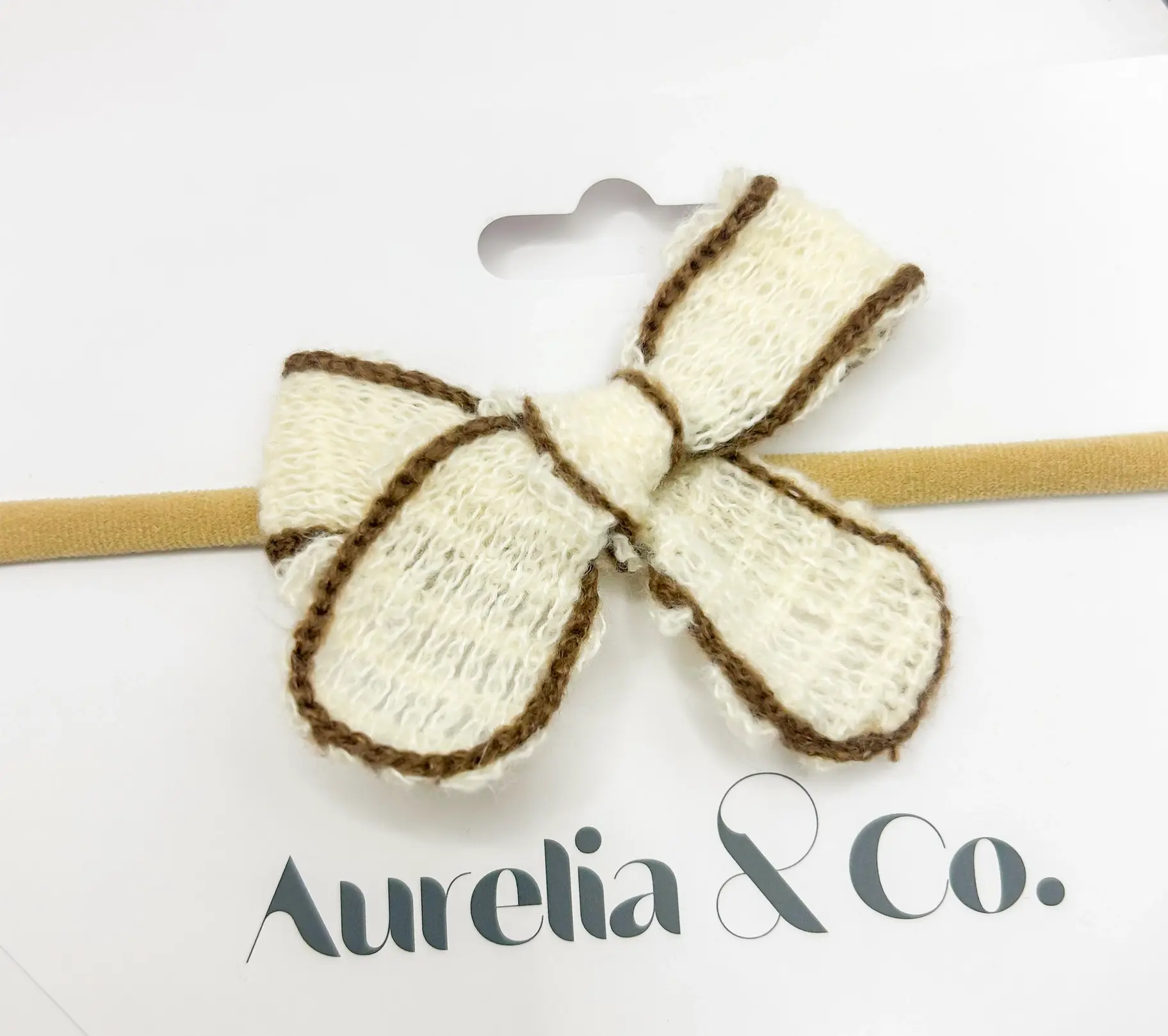Cream Knit Baby Bow