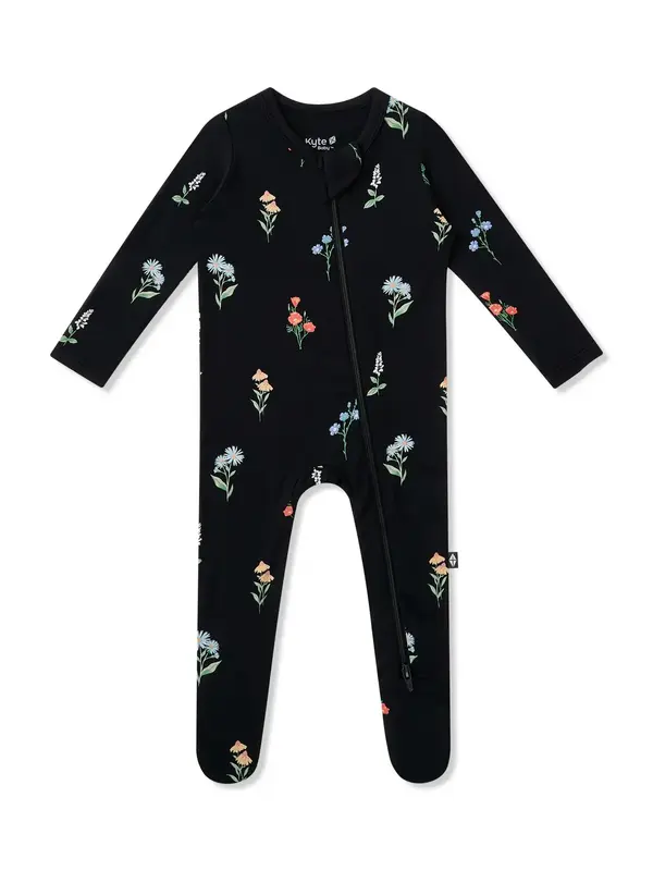 Kyte Zipper Footie - Midnight Wildflower