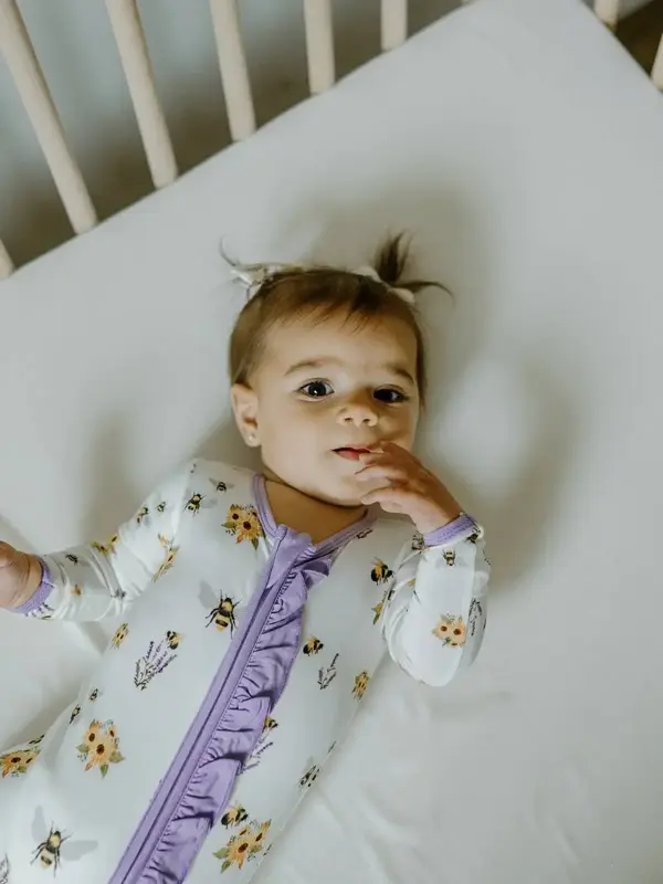 Peaks & Valleys Keepsake Footed Ruffle Sleeper- Spring Bee