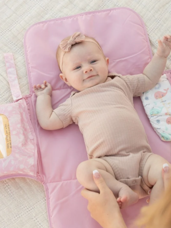 Tiny Twinkle Portable Diaper Changing Pad - Toile Floral