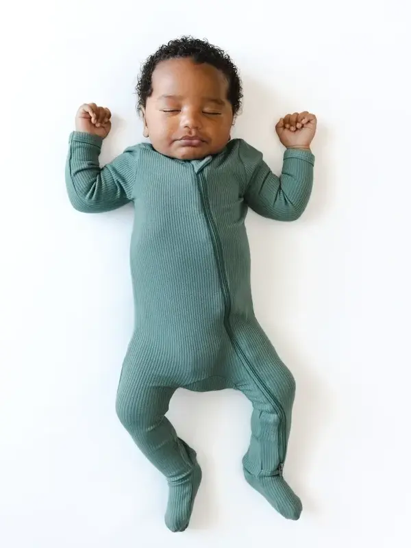 Kyte Rib Zipper Footie - Pine