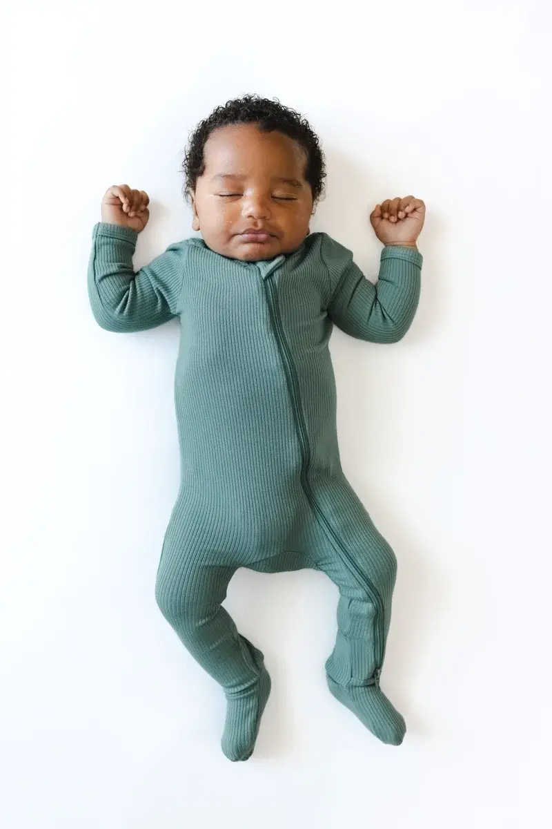 Kyte Rib Zipper Footie - Pine