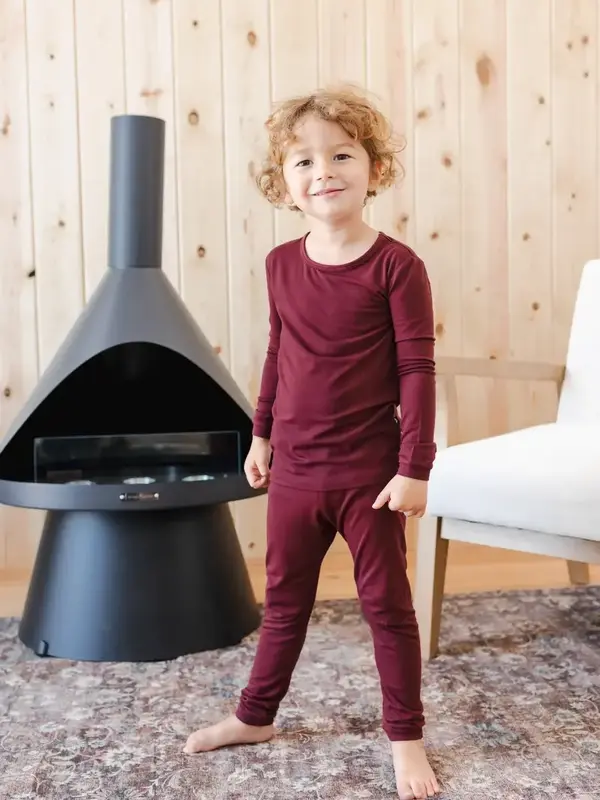 Kyte Long Sleeve Pajama Set - Burgundy