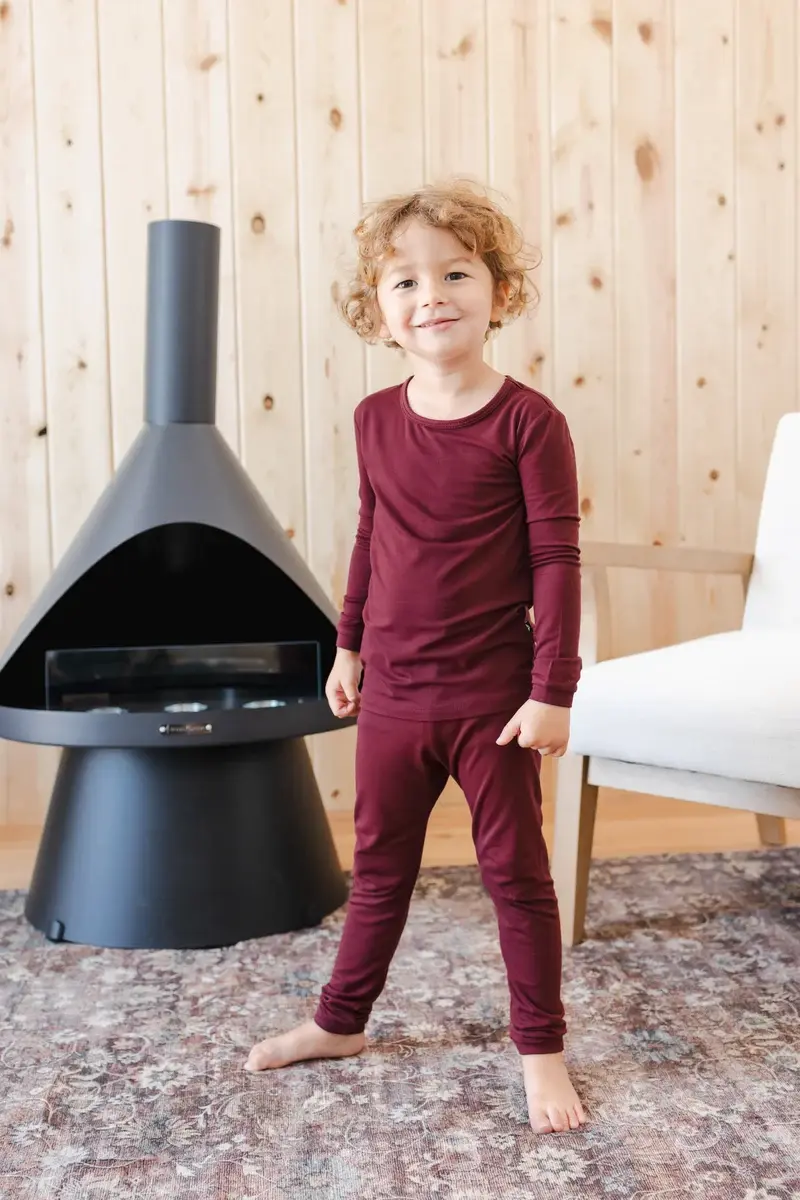Kyte Long Sleeve Pajama Set - Burgundy