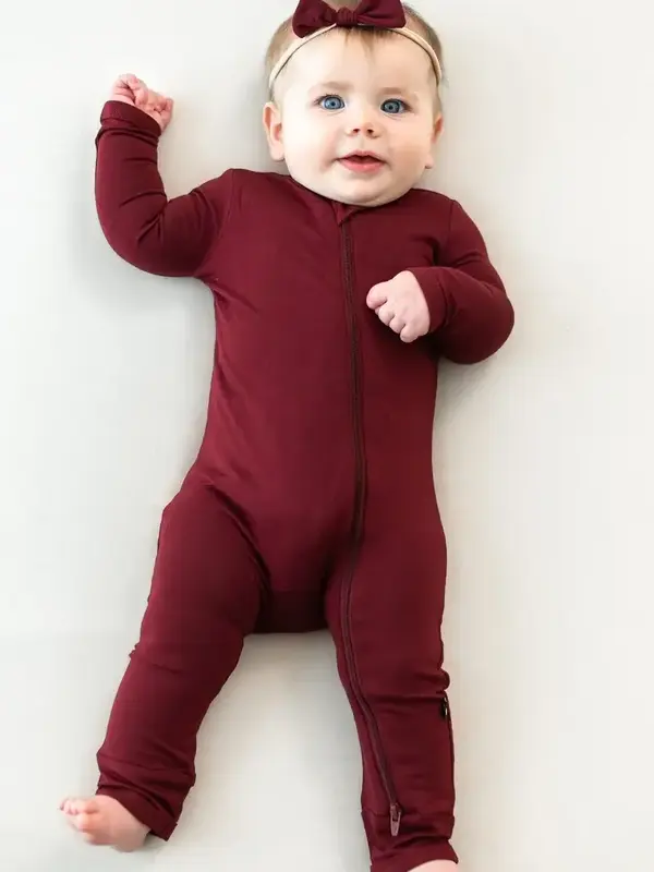 Kyte Zipper Romper - Burgundy