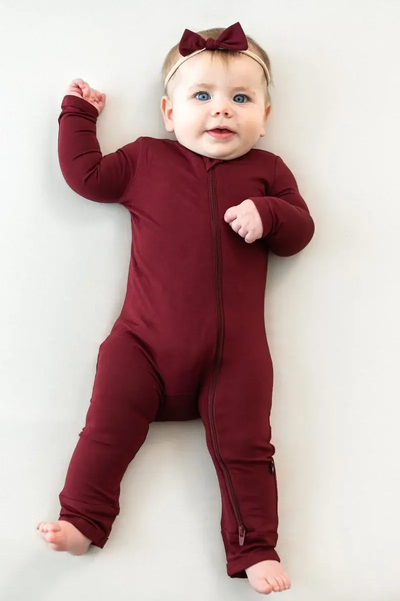 Kyte Zipper Romper - Burgundy