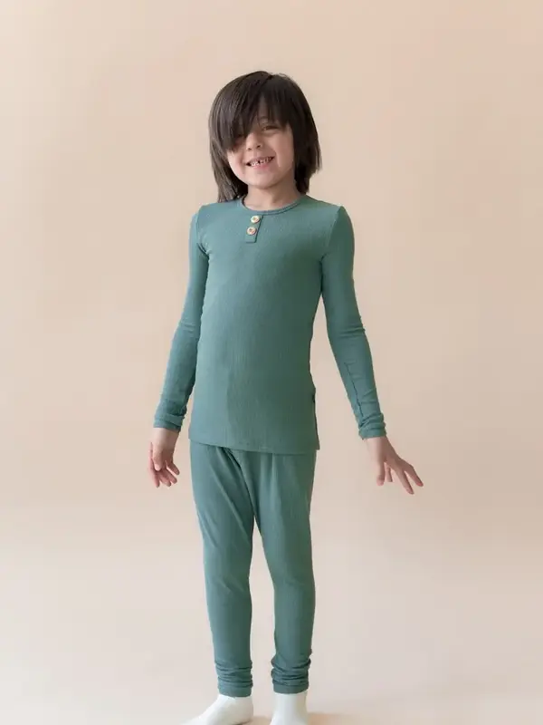 Kyte Rib Henley Set - Pine