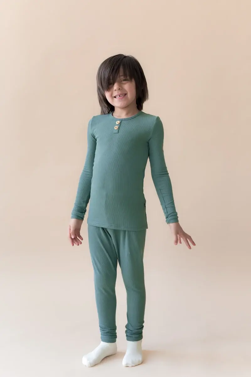 Kyte Rib Henley Set - Pine