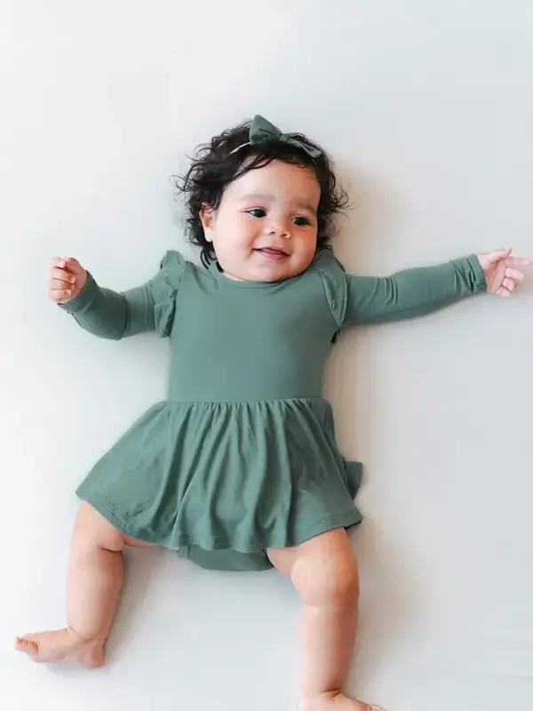 Kyte Long Sleeve Bodysuit Dress - Pine