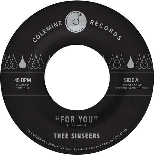 New Vinyl Thee Sinseers - For You b/w Si Llorarás (Clear Sea Blue) 7"