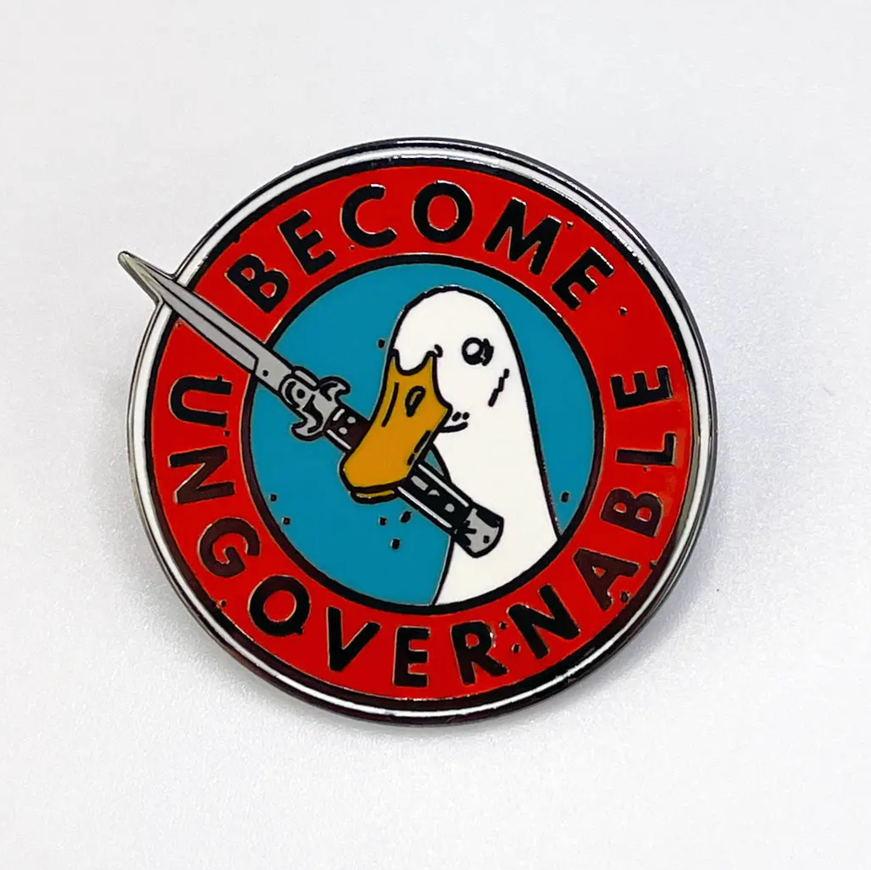 Enamel Pin Become Ungovernable Stabby Goose Enamel Pin