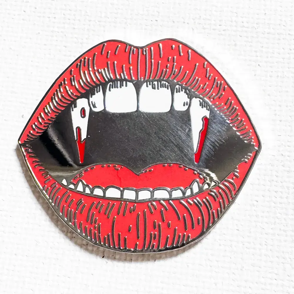 Enamel Pin Vampire Teeth Lipstick Fangs Enamel Pin
