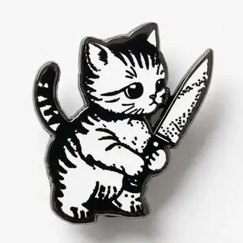 Enamel Pin Evil Kitty Knife Cat Enamel Pin