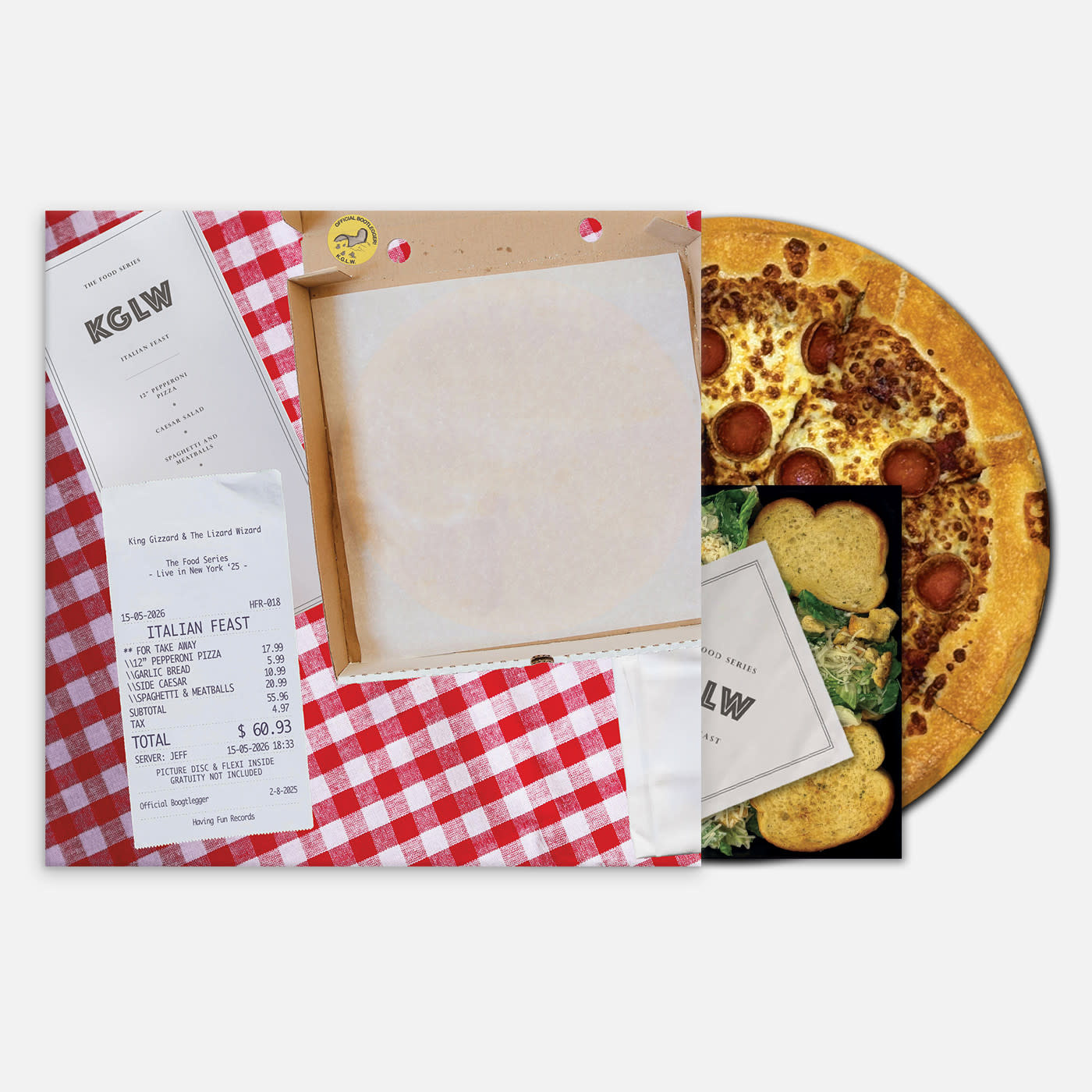 New Vinyl King Gizzard and the Lizard Wizard - Italian Feast (Pizza/Spaghetti Zoetrope,  Caeser Flexi 7") LP