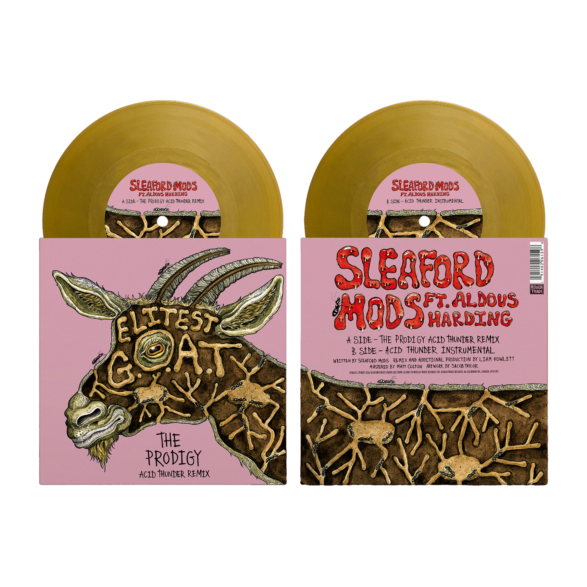 New Vinyl Sleaford Mods feat. Aldous Harding - Elitist G.O.A.T. (The Prodigy Acid Thunder Remix) 7"