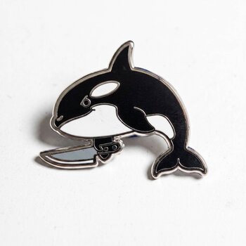 Enamel Pin Orca Killer Whale With Knife Enamel Pin