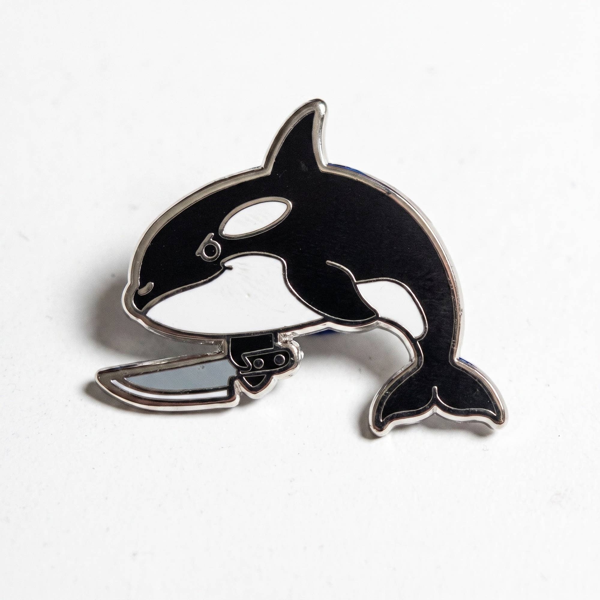 Enamel Pin Orca Killer Whale With Knife Enamel Pin