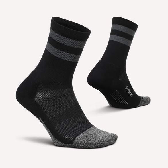 Feetures Elite Light Cushion Mini Crew - Black High Top Stripe
