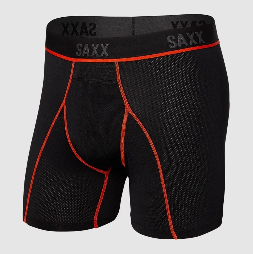 Saxx Kinetic L-C Mesh Boxer Brief - Black|Vermillion