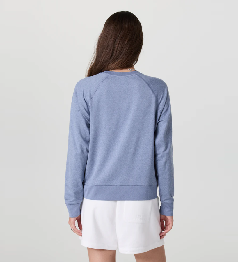 Vuori Women's Long Sleeve Halo Crew - Blue Heron Heather