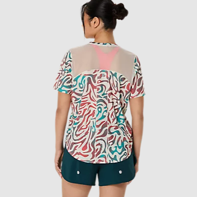 ASICS WOMEN'S ROAD ALL OVER PRINT SHORT SLEEVE TOP
