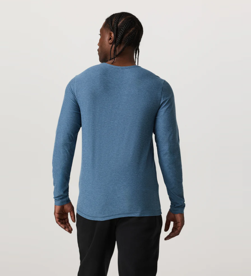 Vuori Men's Long Sleeve Strato Tech Tee - Pool Blue Heather