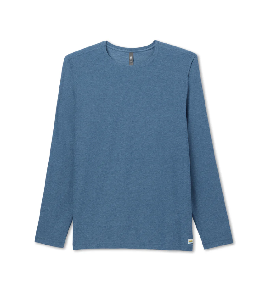 Vuori Men's Long Sleeve Strato Tech Tee - Pool Blue Heather