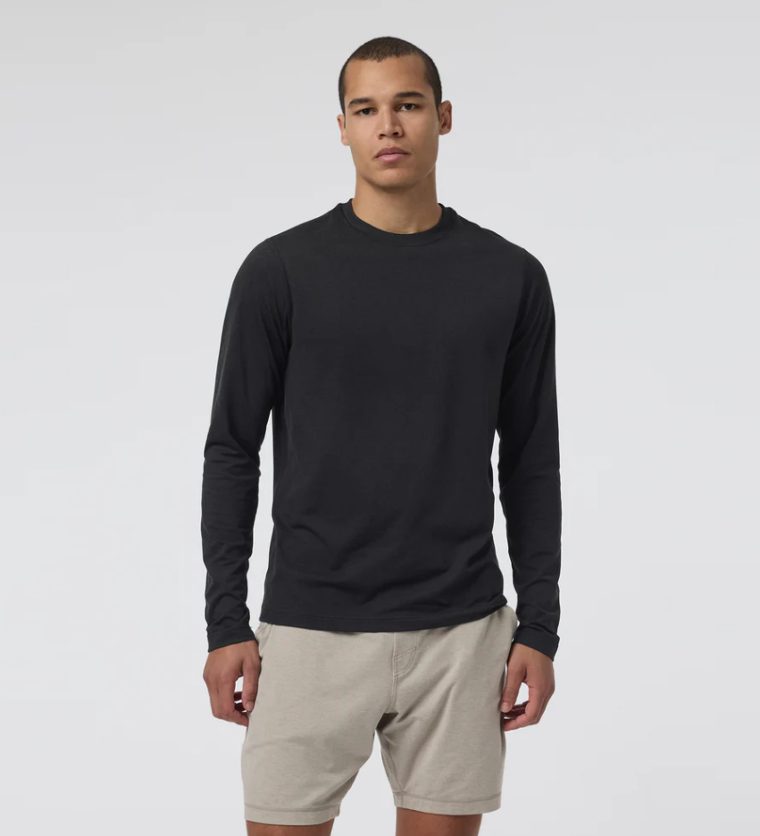 Vuori Men's Long Sleeve Ponto Performance Tee - Black Heather