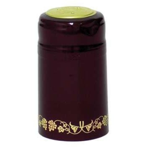 PVC Capsules (30 count) - Burgundy with Gold Grapes