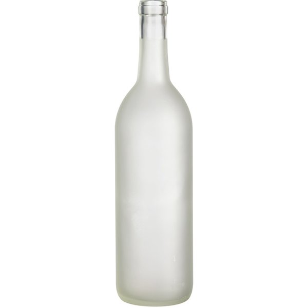 750mL Clear Frosted Claret/Bordeaux Flat Bottom Bottles, 12/Case
