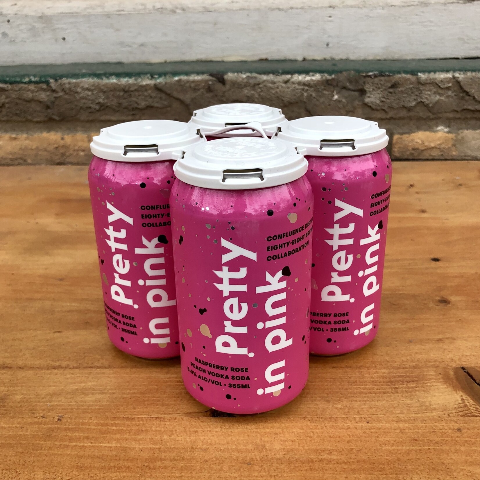 Eighty Eight 'Pretty in Pink' Raspberry Rose Peach Vodka Soda, Eighty Eight Brewing and Confluence 4x355ml 5%