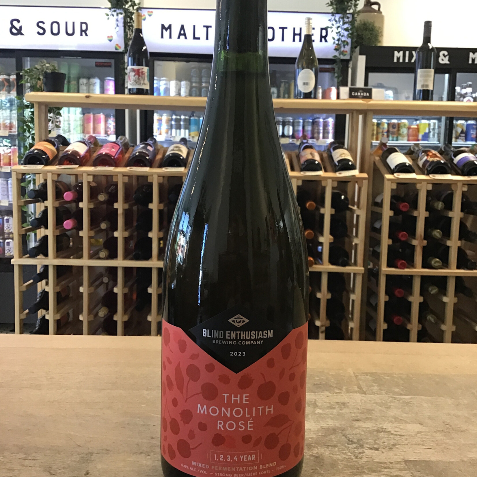 Blind Enthusiasm 'The Monolith Rose' 1/2/3/4 Year Mixed Ferment on Cherry & Raspberry Pomace Ale, Blind Enhusiasm 750ml 6.8%