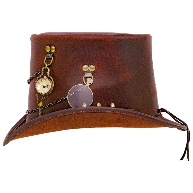 Trinket Steampunk Leather Top Hat AMERICAN HAT