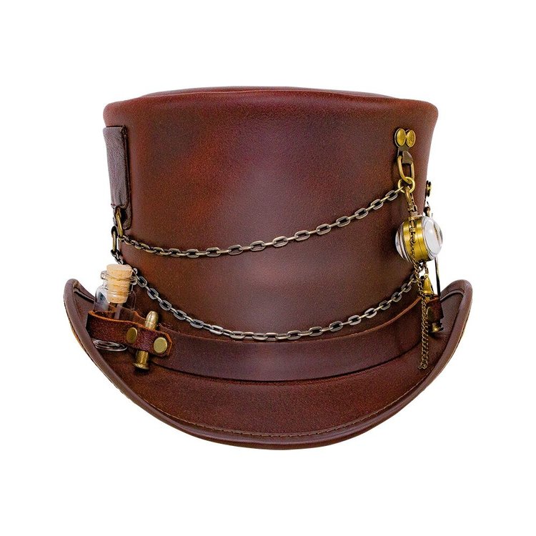 Trinket Steampunk Leather Top Hat AMERICAN HAT