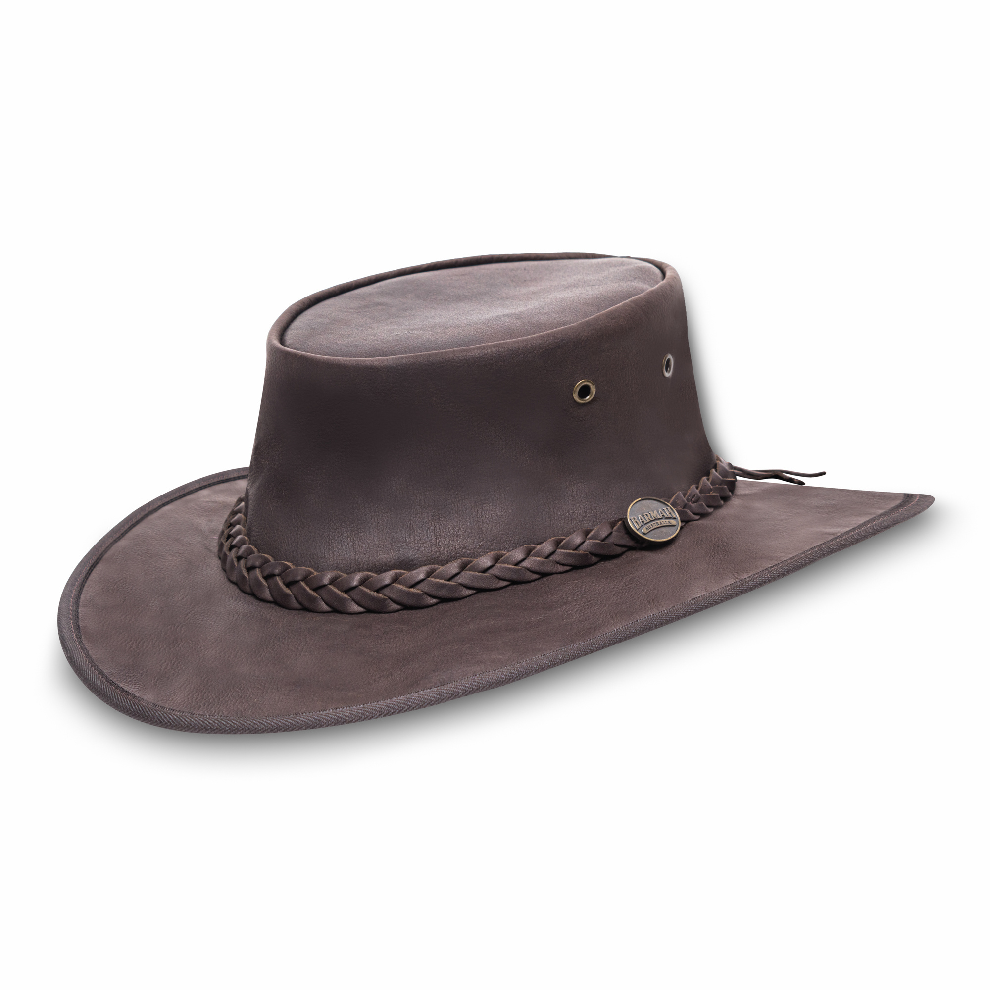 Barmah Sundowner Leather Outback Hat - Black SUNDOWNER ROO BROWN XL