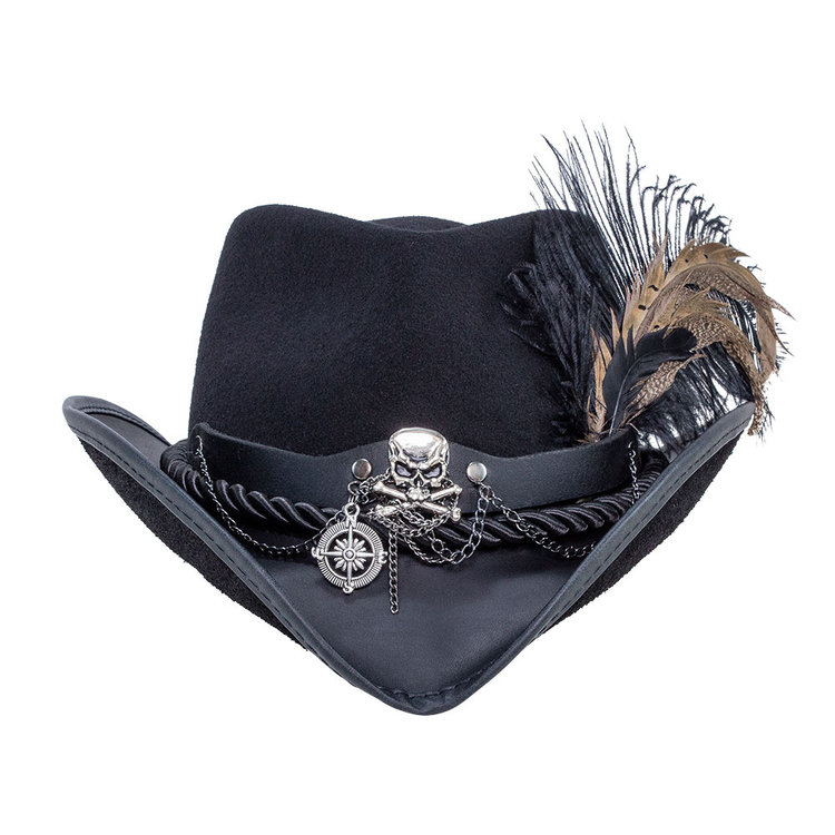 Tricorne Sparrow en laine et cuir AMERICAN HAT