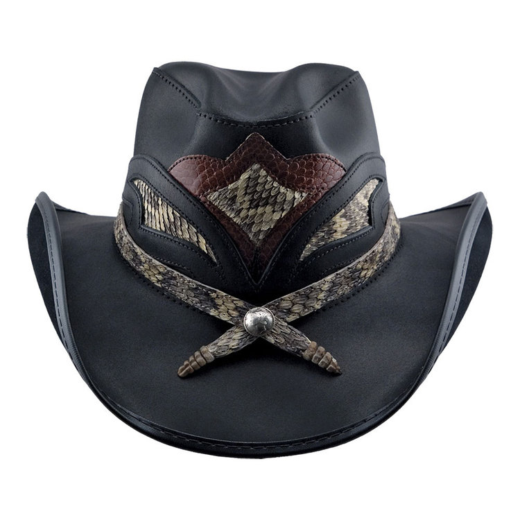 Storm Snake & Black Leather Cowboy Hat AMERICAN HAT