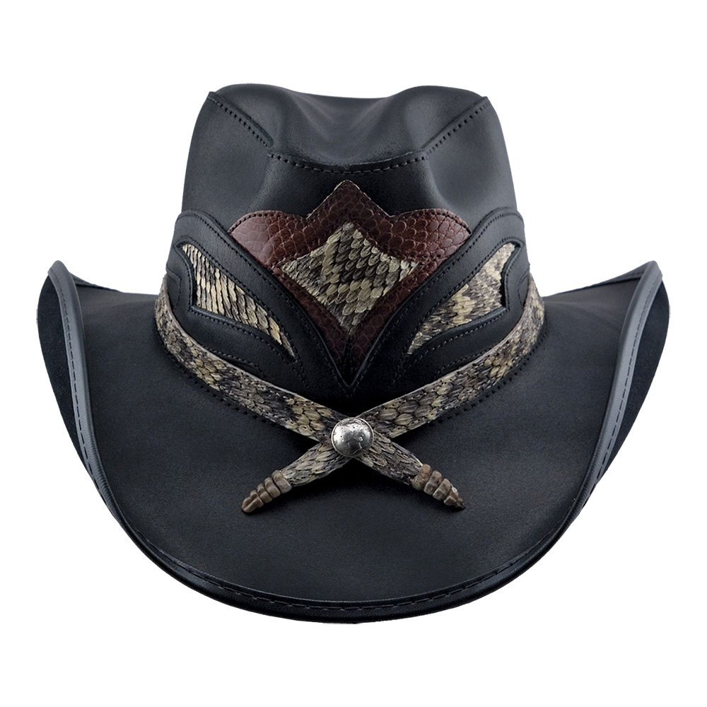 Storm Snake & Black Leather Cowboy Hat AMERICAN HAT | Henri Henri