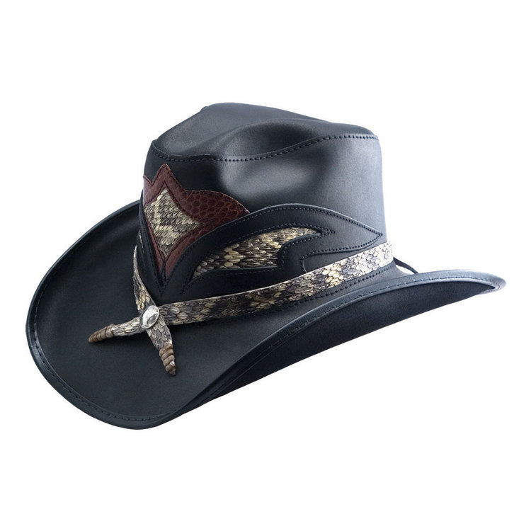 Chapeau Cowboy Cuir Noir & Serpent  Storm AMERICAN HAT